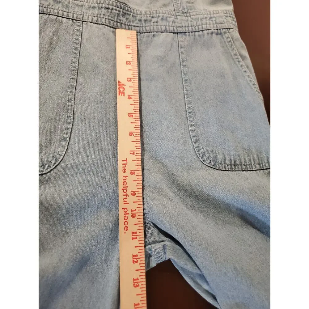 Vtg Y2K Sincerely Jules Smocked Light Denim Jumpsuit Size S Sleeveless Pockets - Picture 8 of 9